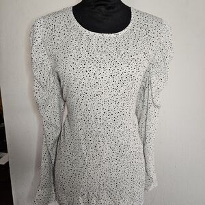 Adrianna Papell White Top with Black Speckle Print